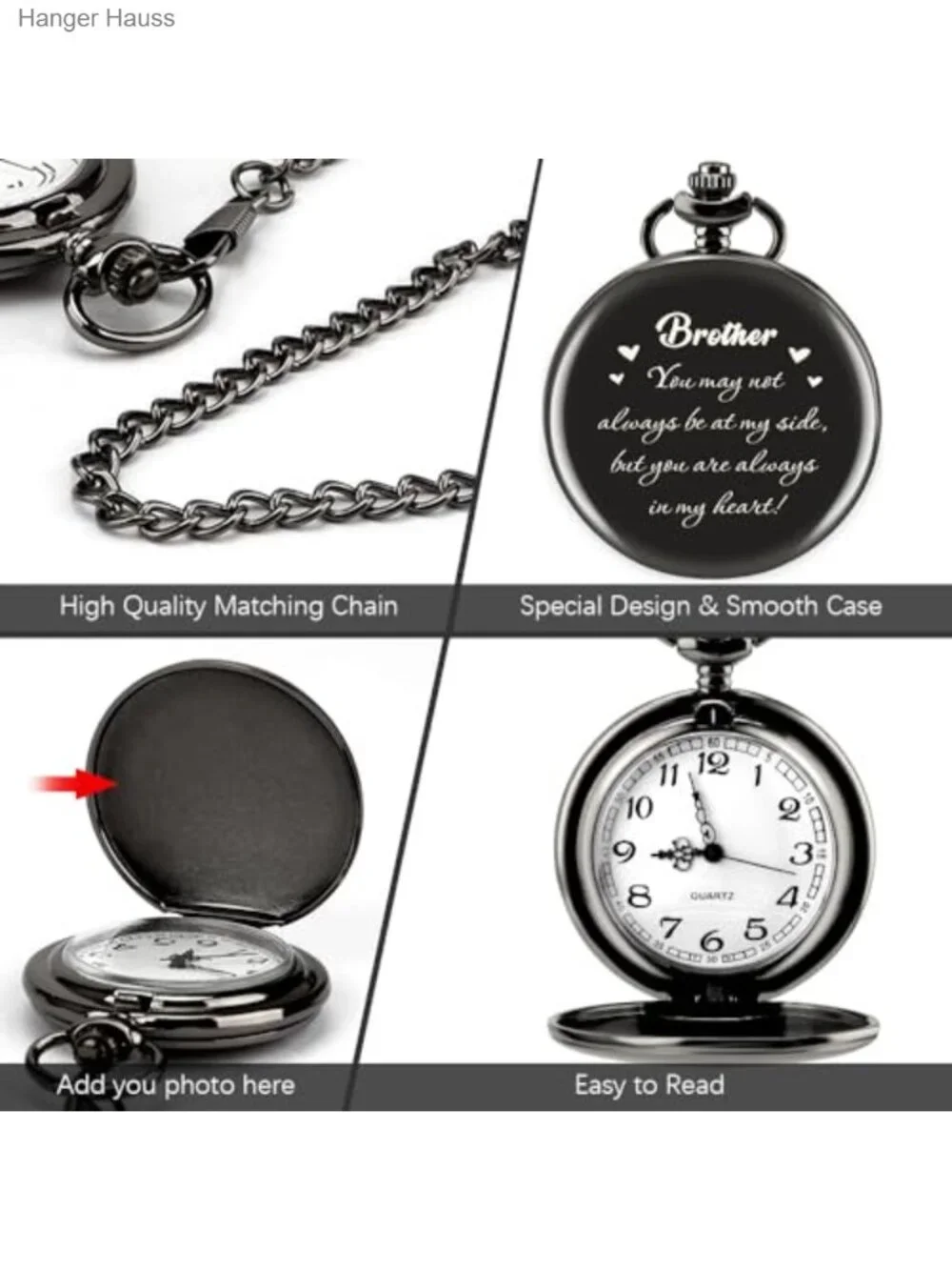 Engraved Pocket Watch for Men Brother Gift Graduation Father's Day